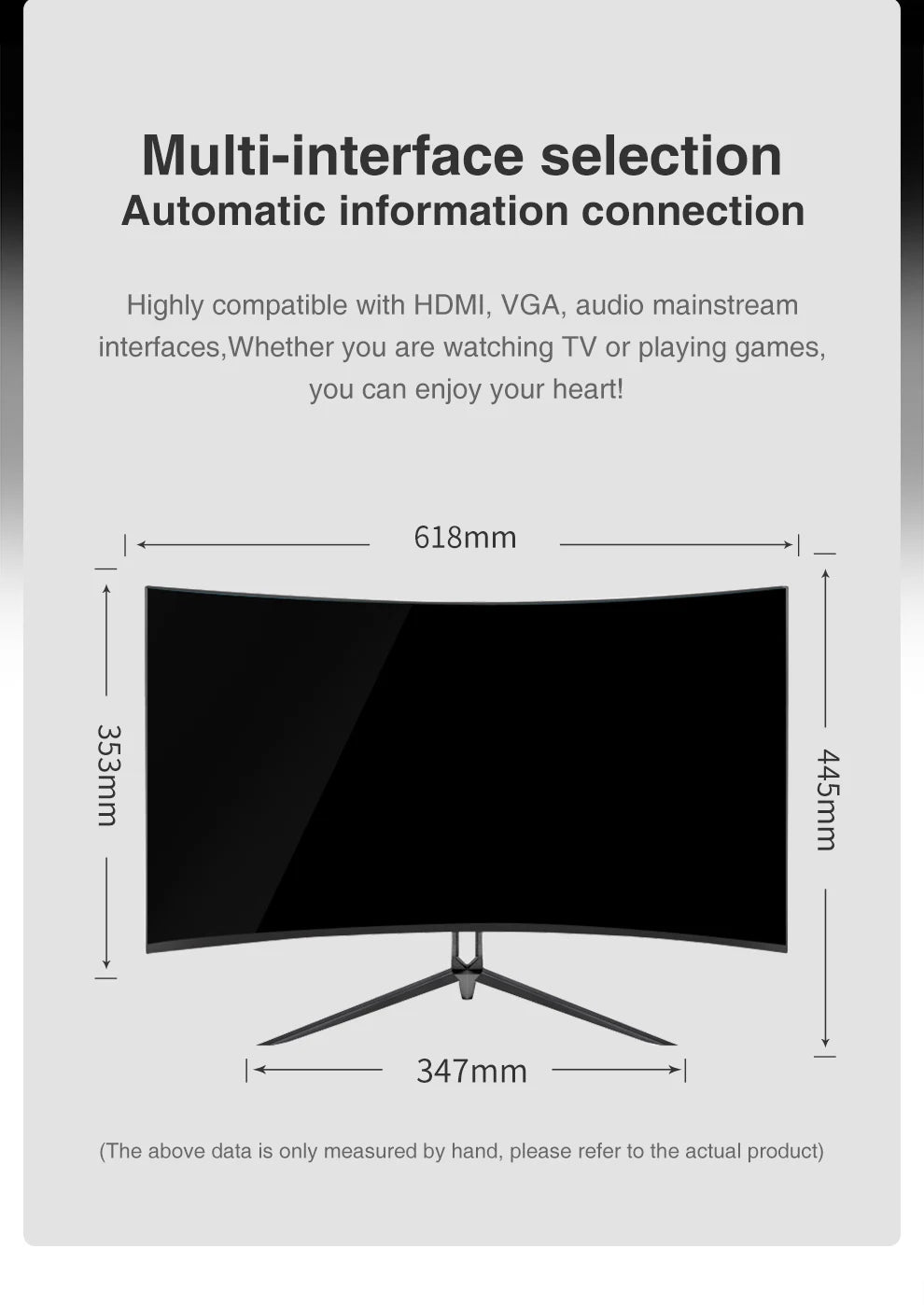 Anmite 27 inch 75hz HDR Curved FHD [1920 x 1080] Gaming Monitor PC usb Type-c HDMI Ultra-thin USB-C screen Display