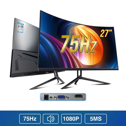 Anmite 27 inch 75hz HDR Curved FHD [1920 x 1080] Gaming Monitor PC usb Type-c HDMI Ultra-thin USB-C screen Display